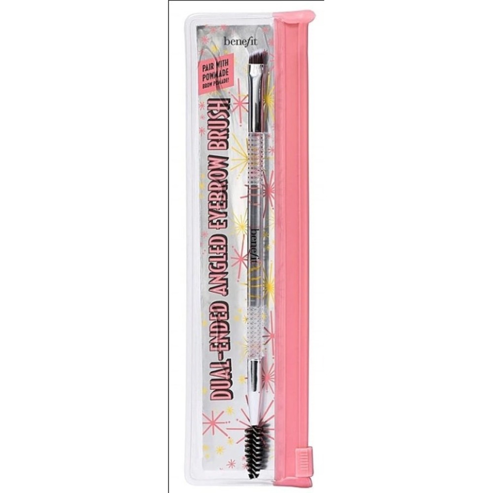 Benefit Cosmetics Dual Ended Angled Eyebrow Brush with Spoolie‎ New in Pouch
